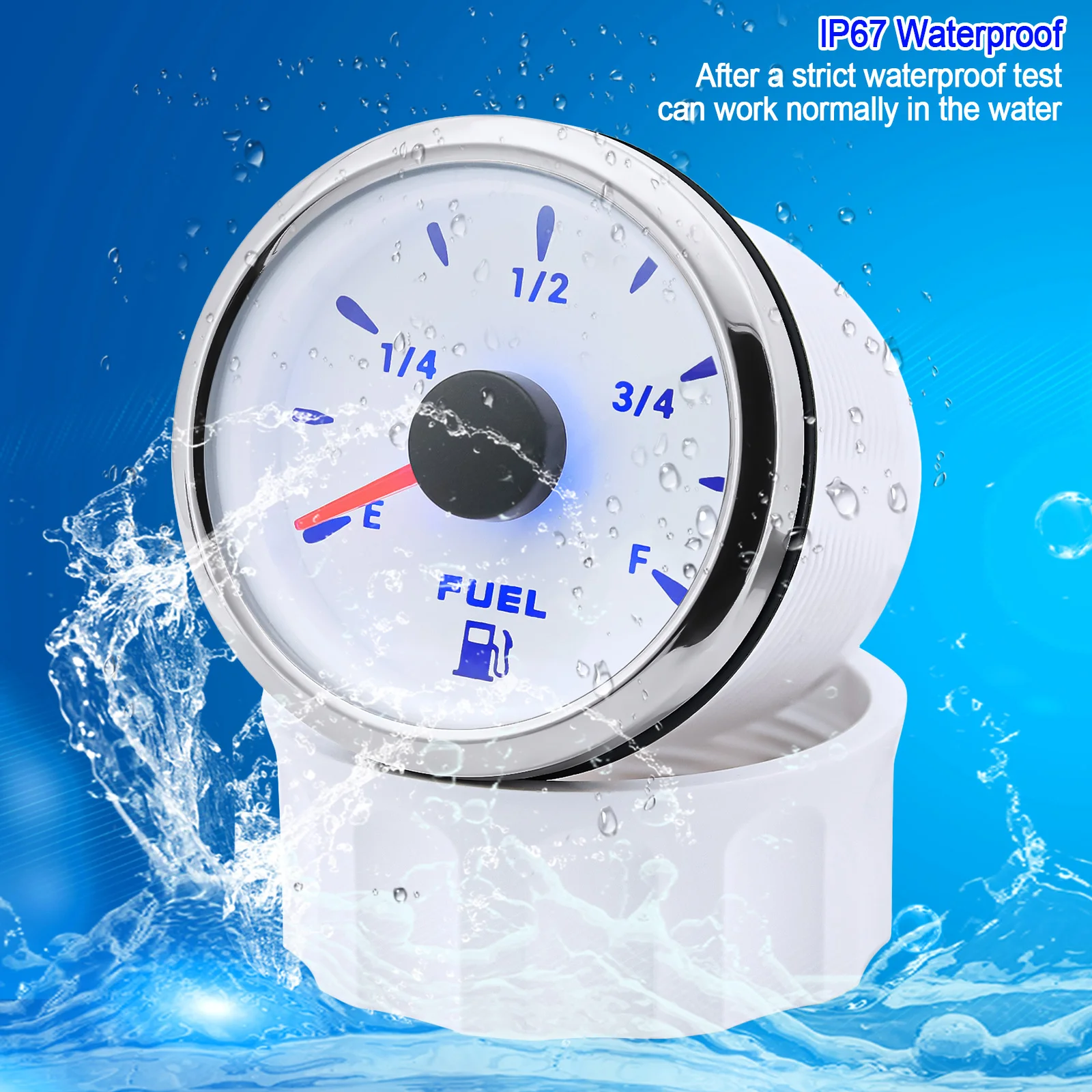 52MM 0-190 Ohm Fuel Level Gauge with 7 Color Light 240-33Ohm Oil Tank Level Meter Indicator Fuel Gauge for Car Marine RV 12V 24V