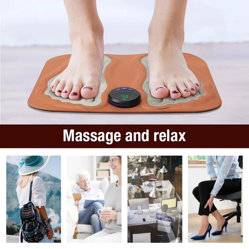 3D Foot Massager Pad Foldable Calf Massager Mat 6 Modes 15 Levels Muscle Electroe Stimulador Foot Helper Relaxes Muscle