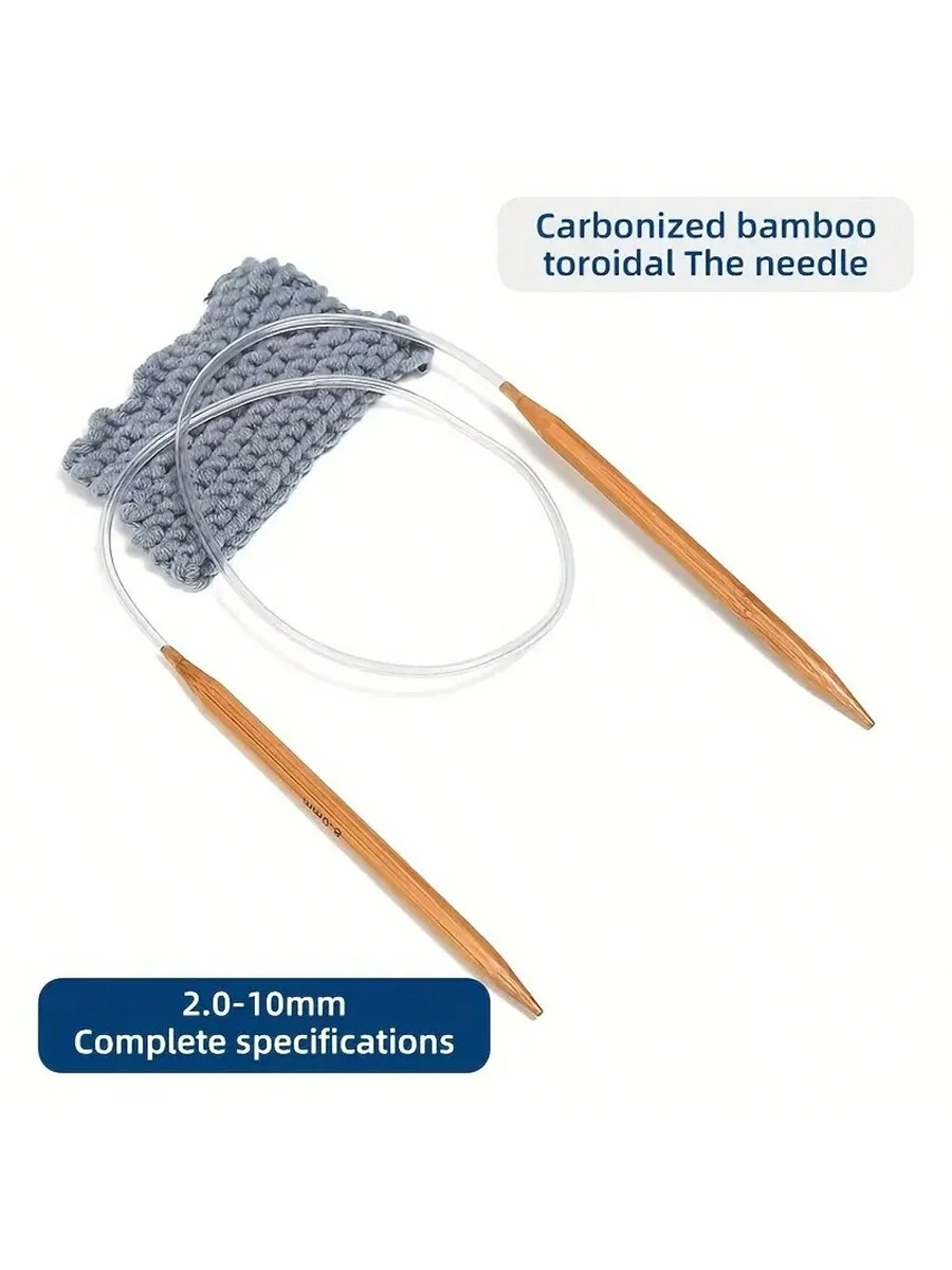 18pcs 원형 뜨개질 바늘 세트 2.0-10.0mm 나무 더블 커스프 크로 셰 뜨개질 후크 80cm/60cm/40cm DIY 스웨터 원사 바느질 도구