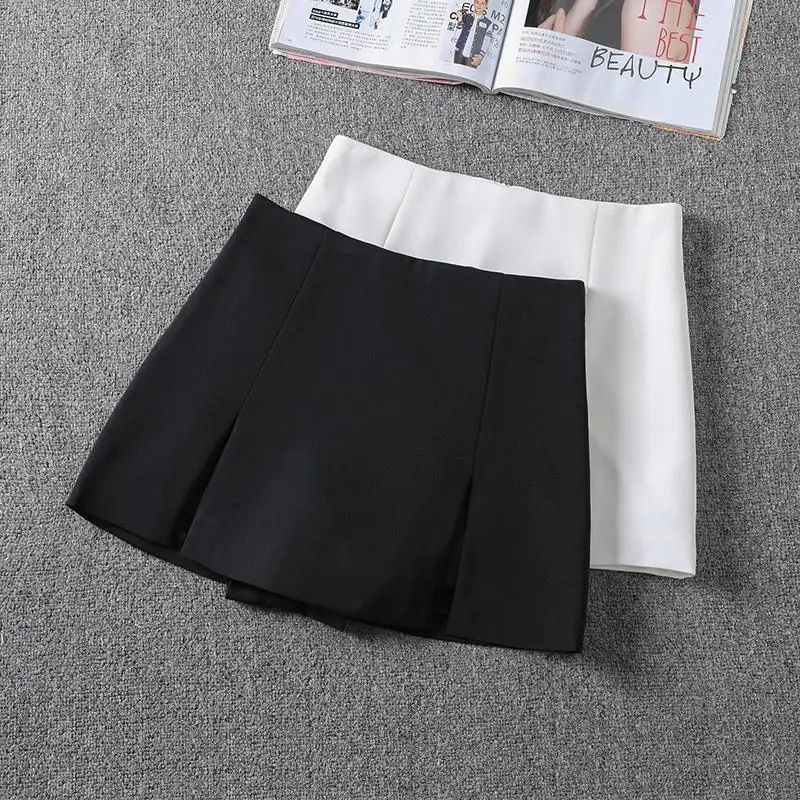 HOUZHOU Skirt Shorts Women Slim Sexy Basic Split High Waist A-line Mini Skirt Korean Style Summer Casual Office Lady Classic