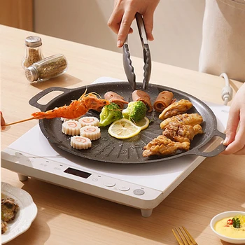 Griglia per barbecue all'aperto Padella coreana rotonda Maifan Stone Fornello antiaderente Padella per barbecue Piastra per arrosto Piastra per attrezzatura da campeggio 1