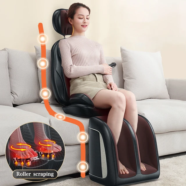 Vibrating Electric Cervical Neck Back Body Cushion Massage Chair Kneading Heating Muscle Stimulator Device Health Care 220V