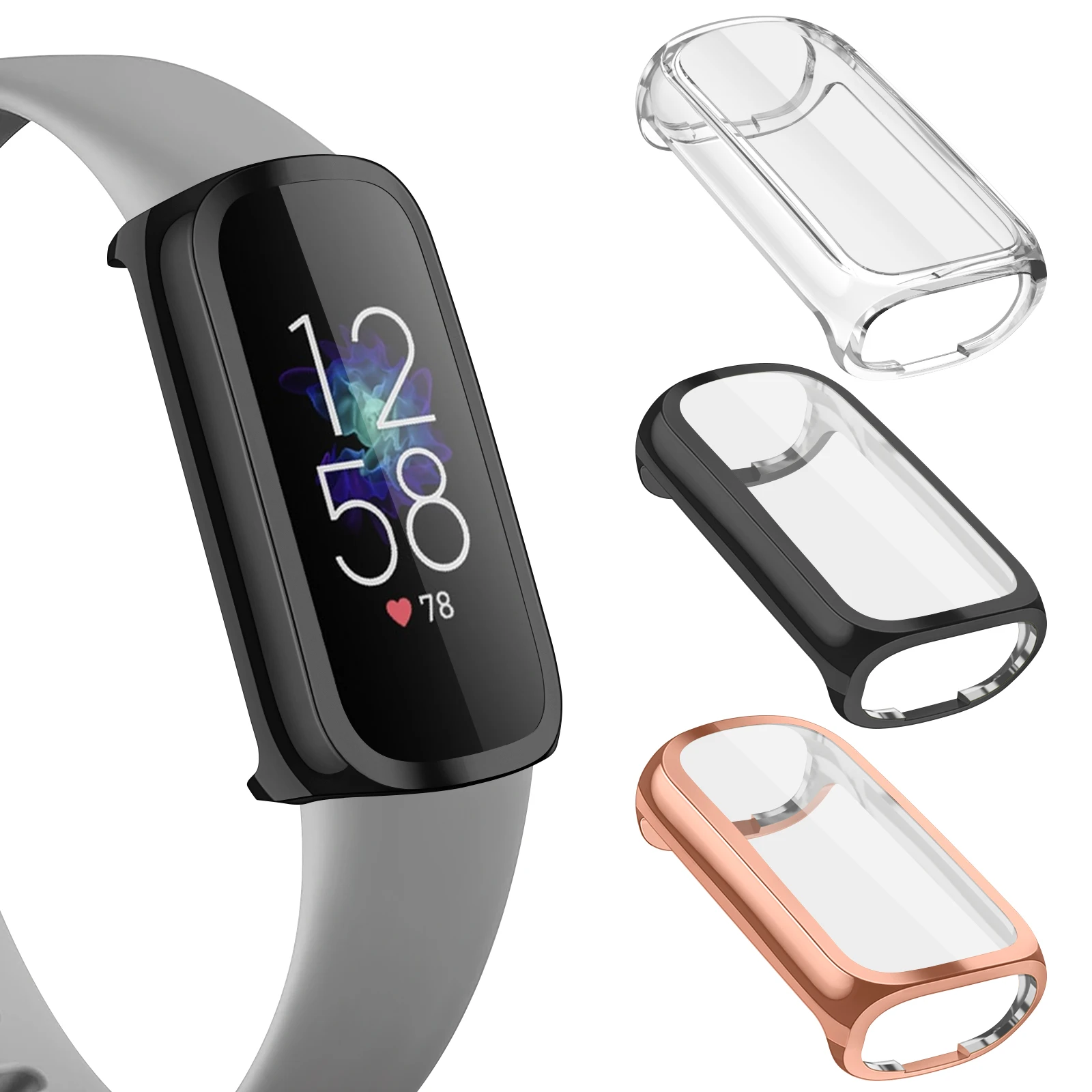 Pouzdro pro fitbit luxe obal měkké TPU štíhlý ultratenké obrazovka ochranný pouzdro pro fitbit luxe couvat obal chytrá hodinky tlumič lastura