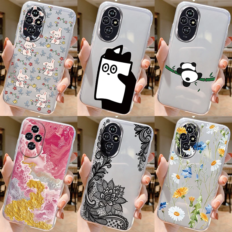 Transparent Flower Design Phone Case with Anti-Drop Silicone Bumper