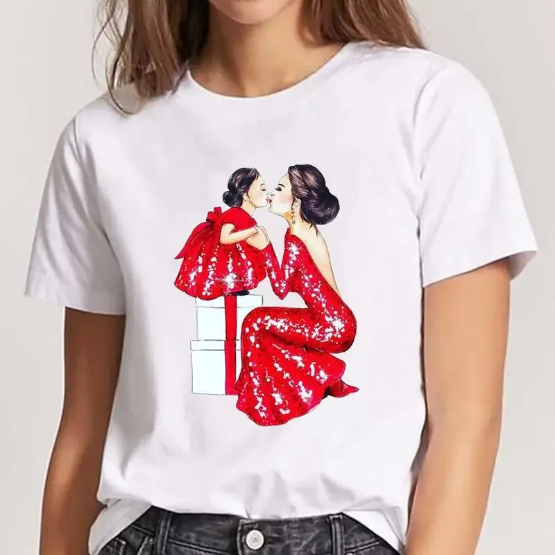 

Футболка женская с коротким рукавом, модная Милая рубашка с мультяшным принтом для мамы, топ с графическим принтом для мамы и матери