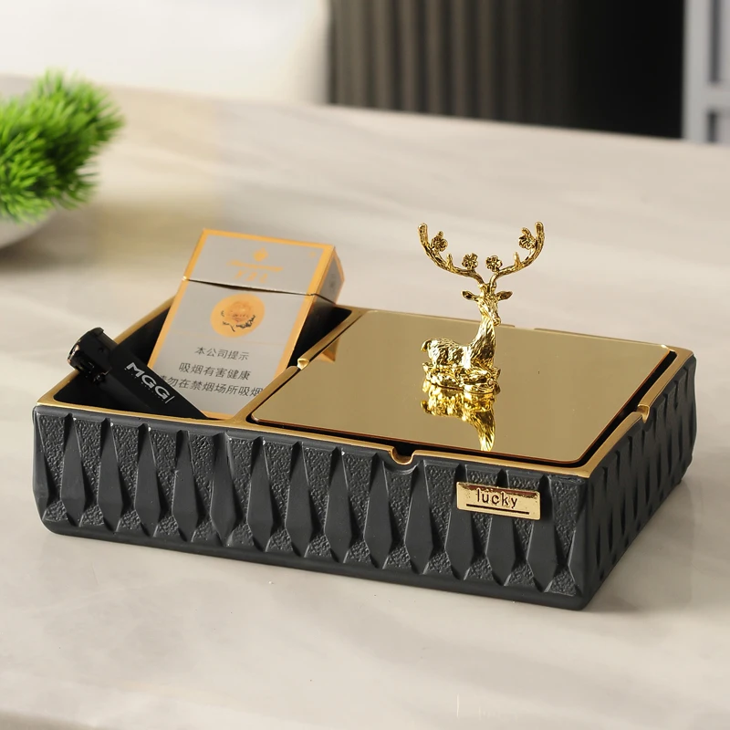 Household simple living room light luxury creative office fly ash ashtray tissue box desktop decoration storage accessories 5