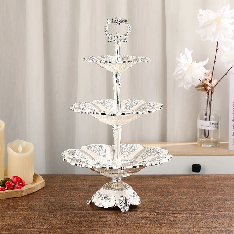 PEANDIM Luxury Portable Fruit Plate European Desktop Tray Wedding Party Cake Stand Home Nuts Sweets Decorative Storage Tray 3