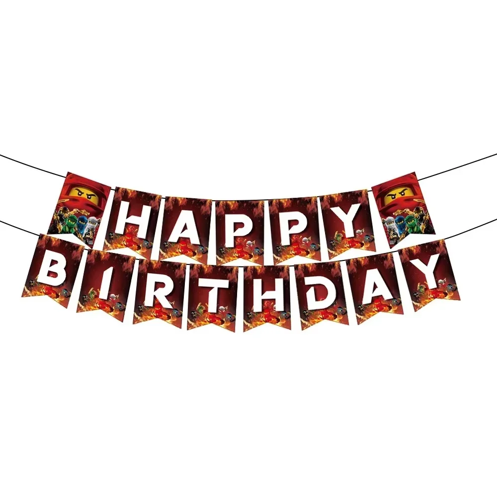 Geburtstagsparty-Dekorationsset: Ninjato-Becher, Teller, Banner, Schlüsselanhänger, Luftballons für Jungen, Kindergeburtstag, Babyparty, Fotokabinen-Requisiten – Detail 17