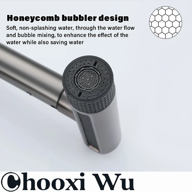 ก๊อกน้ําสแตนเลสแบบดึงออกในครัว, พวยกามัลติฟังก์ชั่น, การควบคุมคู่ร้อนและเย็น, แกนวาล์วเซรามิก 6