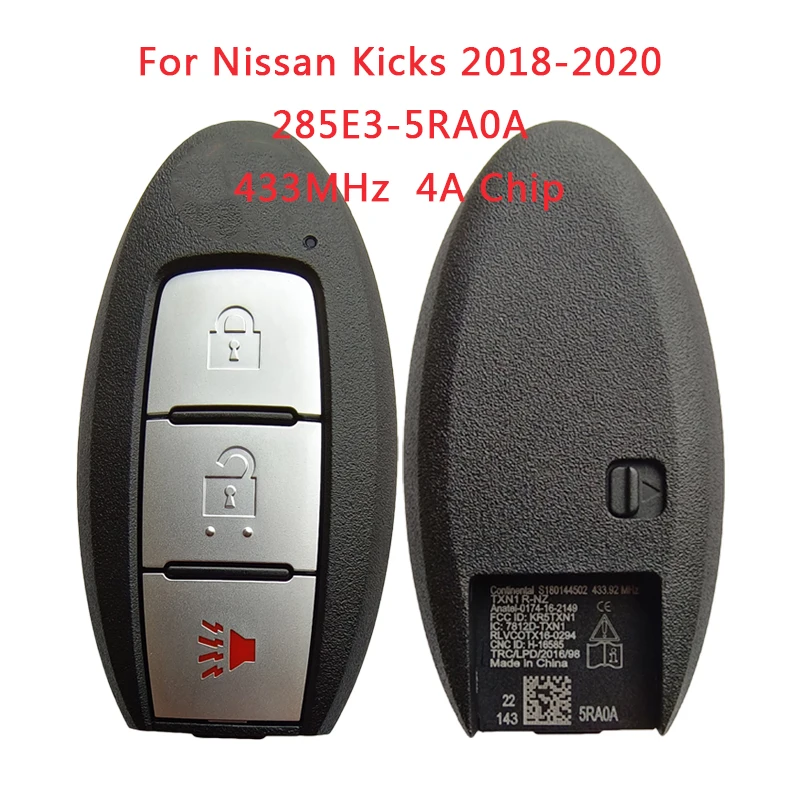 

TX027071 Original For Nissan Kicks 2019 Smart Remote Key 2+1 Button 433.92MHz 4A Chip S180144502 FCCID KR5TXN1 PN 285E3-5RA0A