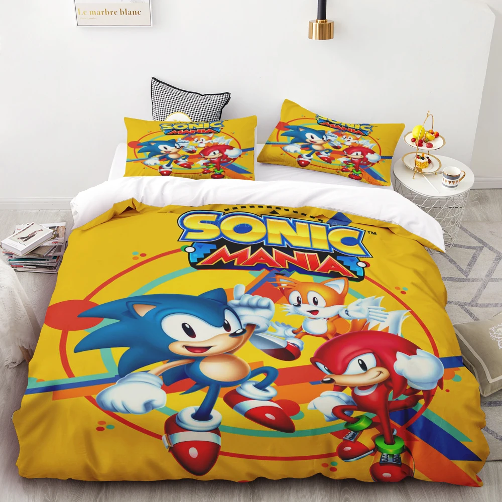 thumbnail image 1 of Funda nórdica Sonic 3D Exquisito juego de cama con estampado digital de dibujos animados Anime Edredón cama juvenil Decoración del hogar Regalo para niños, 1 of 5