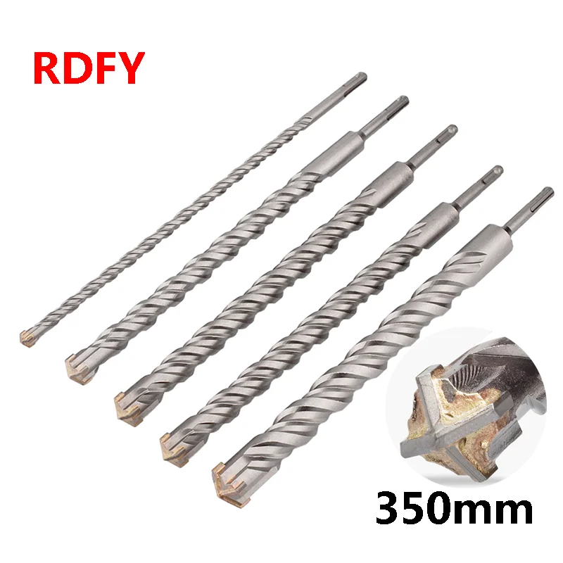 Tungsten steel alloy cross drill bit 350mm concrete drill bit  SDS PLUS SDS SQUARE. For drilling through walls and stone 500mm tungsten steel alloy concrete electric drill for wall drilling sds plus square handle 10 12 14 16 18 20 22 25mm bit drill