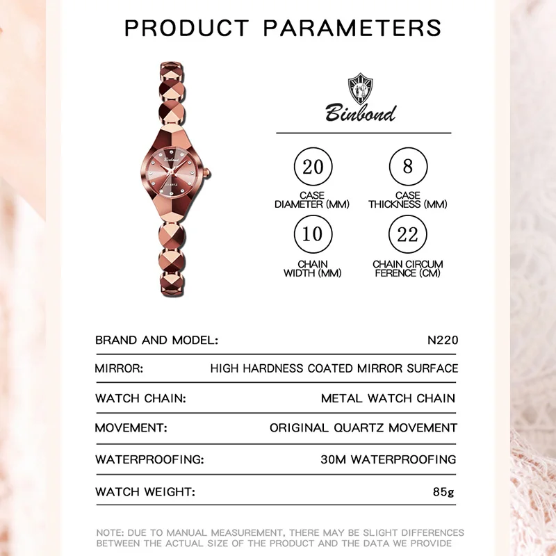 BINBOND New Fashion Quartz Women's Watches Luxury Stainless Steel Strap Waterproof Elegant Lady Bracelet Watch Relogio Feminino 4
