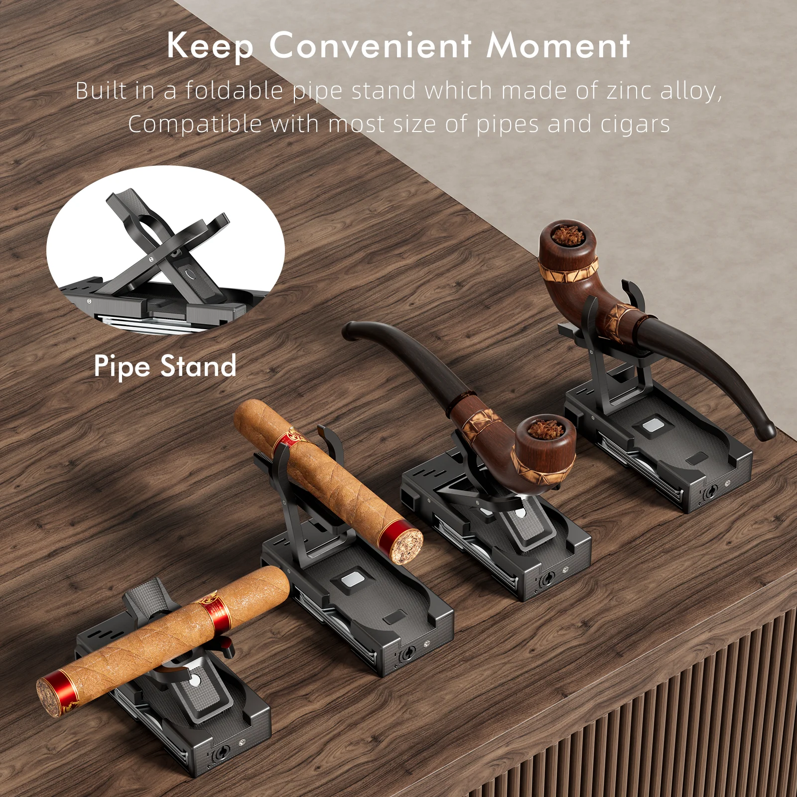 Multifunctional Pipe Lighter Built-in Stand 3 in 1 Cleaner Tools Refillable Butane Angled Soft Flame