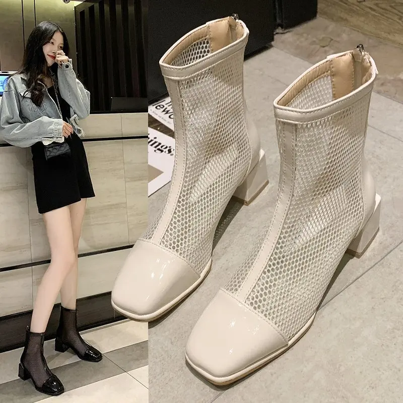 Fashion Chelsea Boots Women All-match Casual Ankle Boots Woman Shoes Platform Ladies Modern Boots Summer Breathable Classics