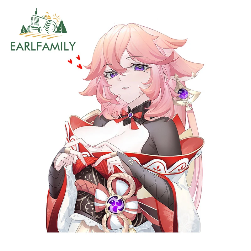 

EARLFAMILY 13 см x 9,6 см для Genshin Impact Yae Miko Автомобильная наклейка креативная наклейка Водонепроницаемая устойчивая к царапинам фургон мотоцикл автомобильные товары