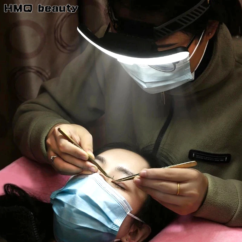 LED 래쉬 라이트 헤드 램프 충전식 속눈썹 연장 접목 램프 눈 보호 라이트 그..