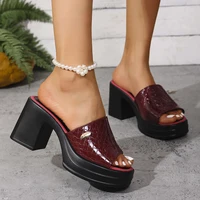 Summer Soft Leather Heeled Slippers Ladies Shoes for Women Sandals Peep Toe Outside Women's Slipper Female Platform Sandals - Image 3
