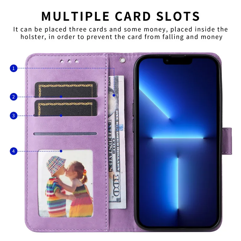 Elegant 3D Sunflower Luxury Wallet Flip Case - Shockproof PU Leather Phone Cover