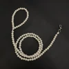 Steel Wire Dog Leash, Handmade Luxury Pearls Pet Chain for Walking Outdoor Collars Rope for Small Dogs and Cats, 120cm, 4ft 2