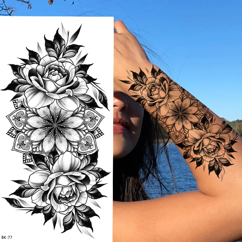 Tatuaje temporare femei autocolant flori sexy piept braț picior talie tatuaj fals_voghion.com