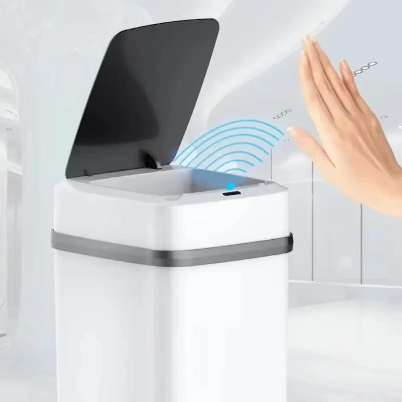 Kitchen Trash Bin 13L Bathroom Touch Trash Can In The Toilet Smart Garbage Bucket Waste Bins Dustbin Smart Can Kitchen trash can
