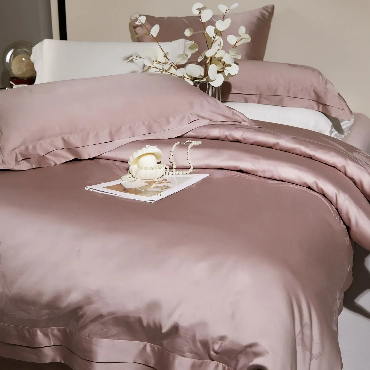 Luxurious 100-Thread Count Lyocell Long Staple Cotton Pure Cotton Bedding Coverlet Duvet Cover Sheet Set Bedding Accessories