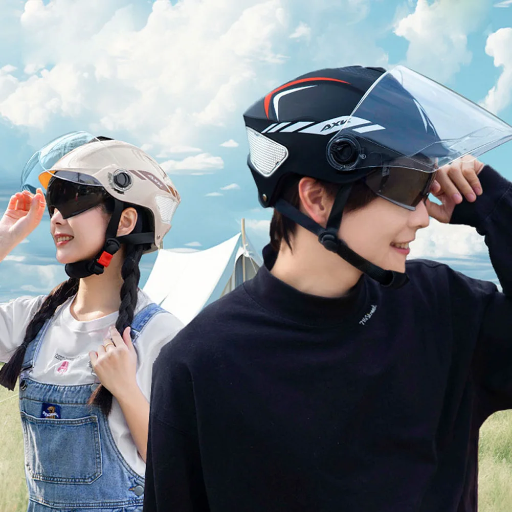 Motorcycle Open Face Helmet Eye And Face Protection Dual Lens