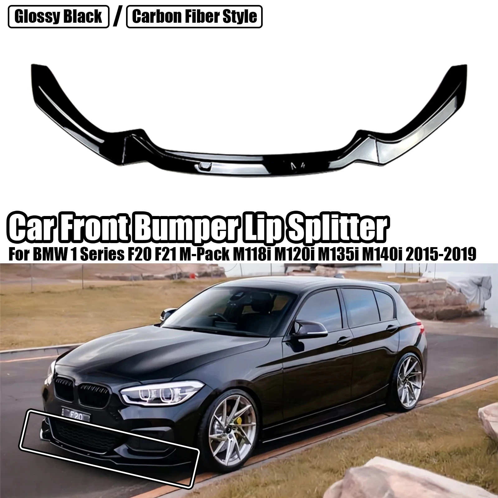 

Front Bumper Lip For BMW 1 Series F20 F21 M-Pack Splitter Diffuser Body Kit Spoiler Facelift M118i M120i M135i M140i 2015-2019