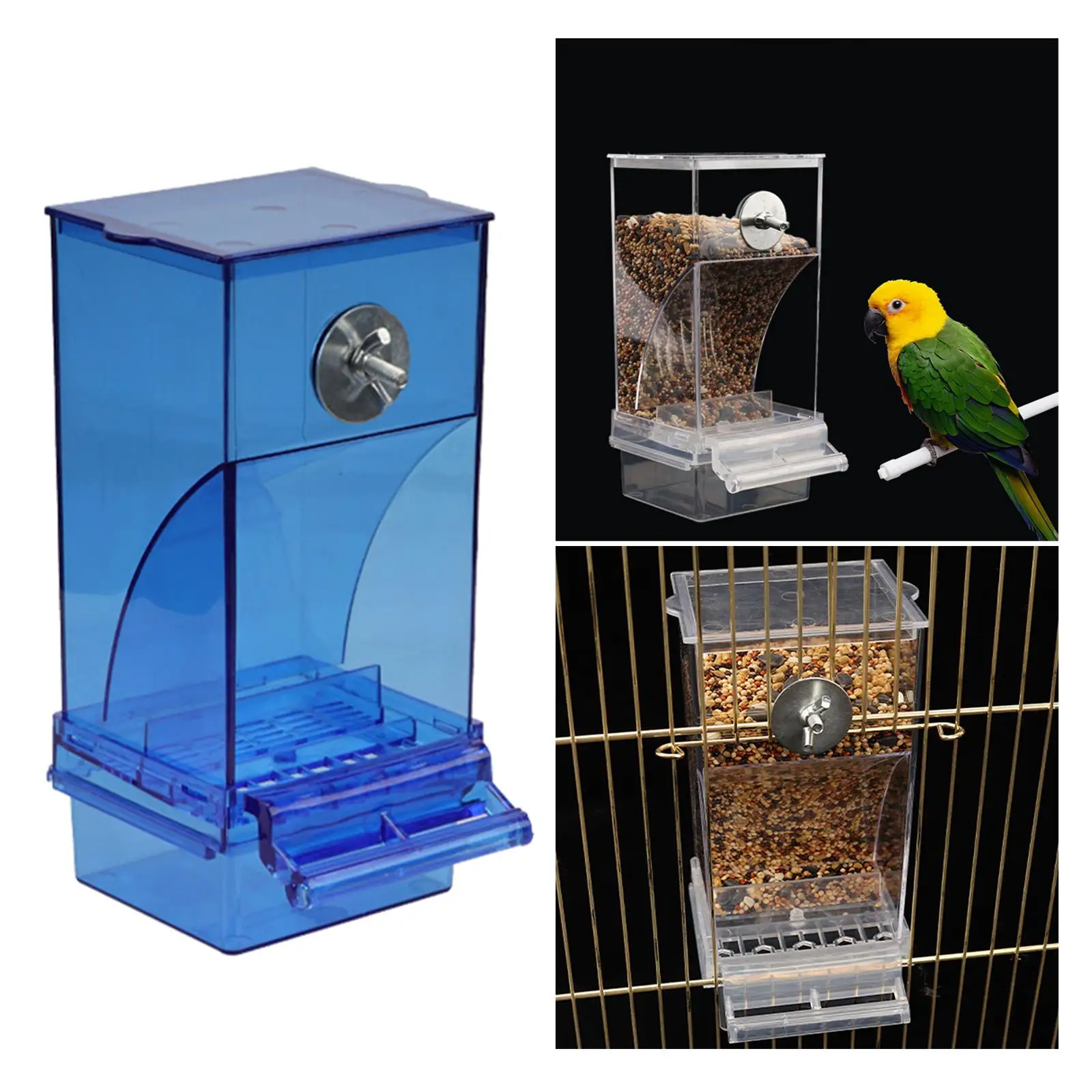Automatic Bird Feeder No-Mess Bird Feeder Parrot Cage Accessories for Budgerigar Canary Cockatiel Finch Parakeet