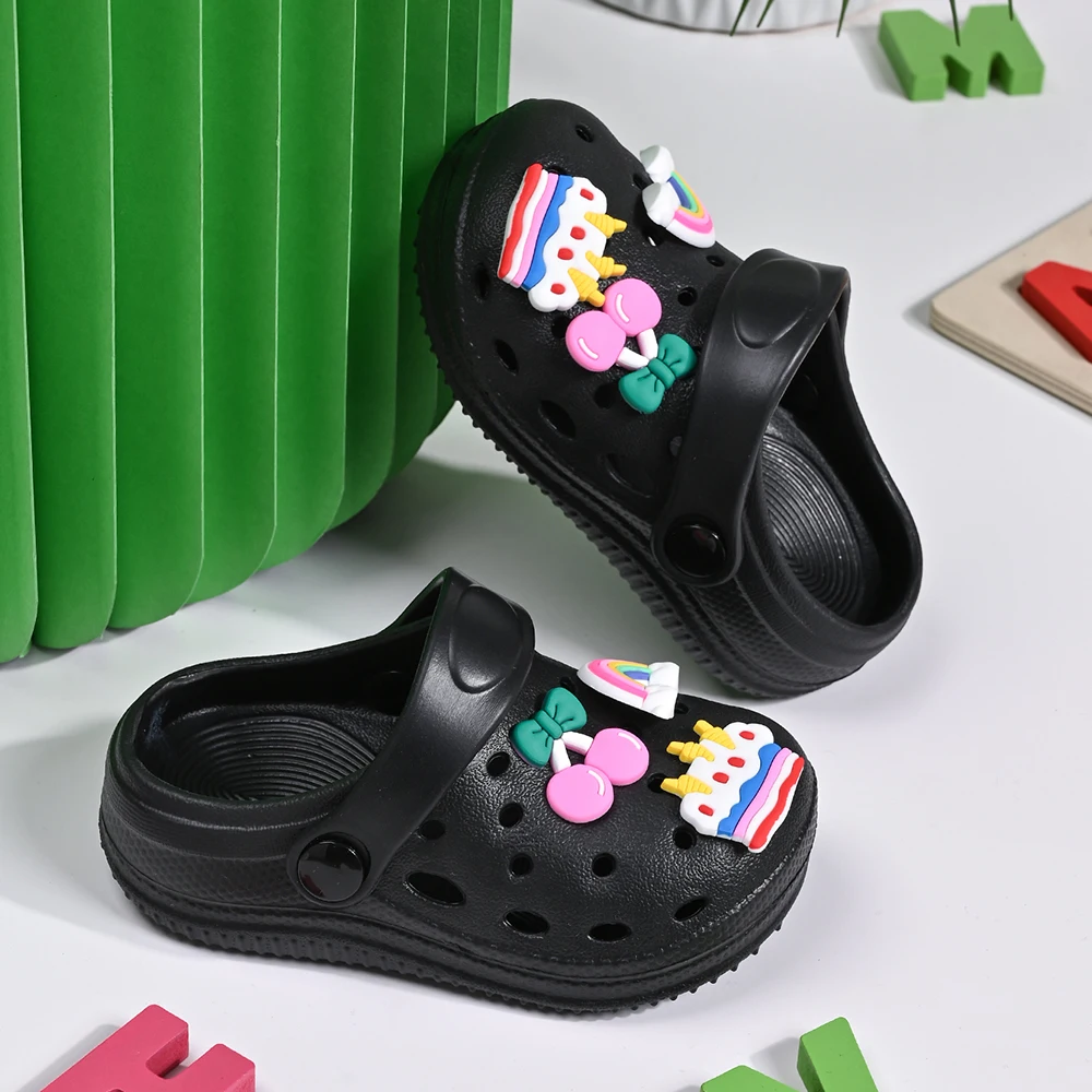 New Summer Children's Slippers Rainbow Cherry Cake Casual Sandals - Breathable Non-Slip for Boys Girls - Home & Beach Wear