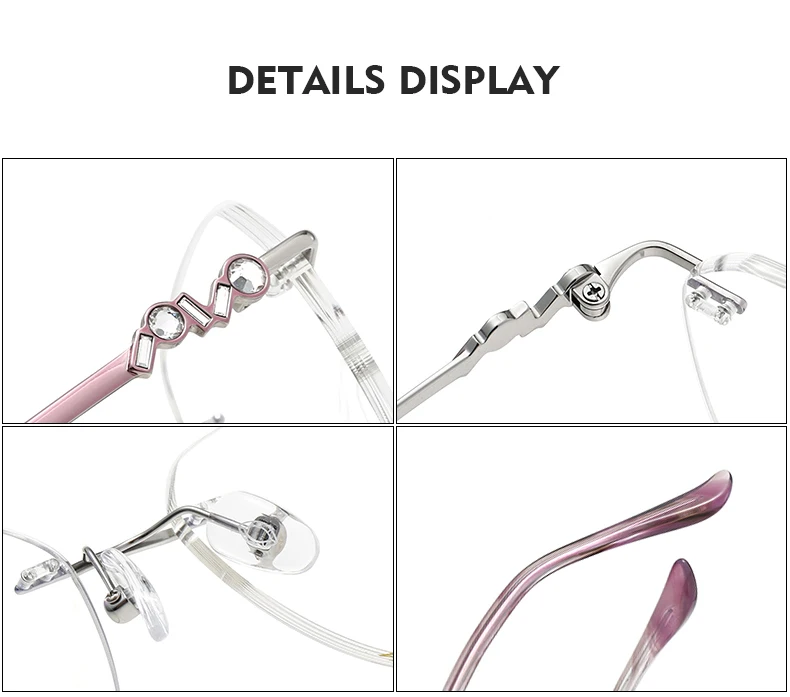 Oveliness Women's Rimless Flat Top Oval Titanium Eyeglasses Gallery