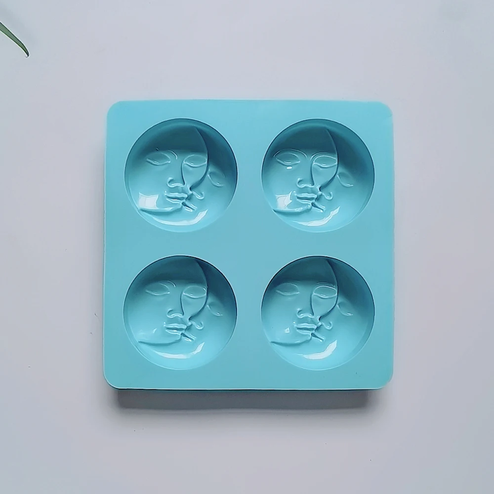 Silicone Soap Molds 4 Cavity Moon Sun Shaped DIY Crafts