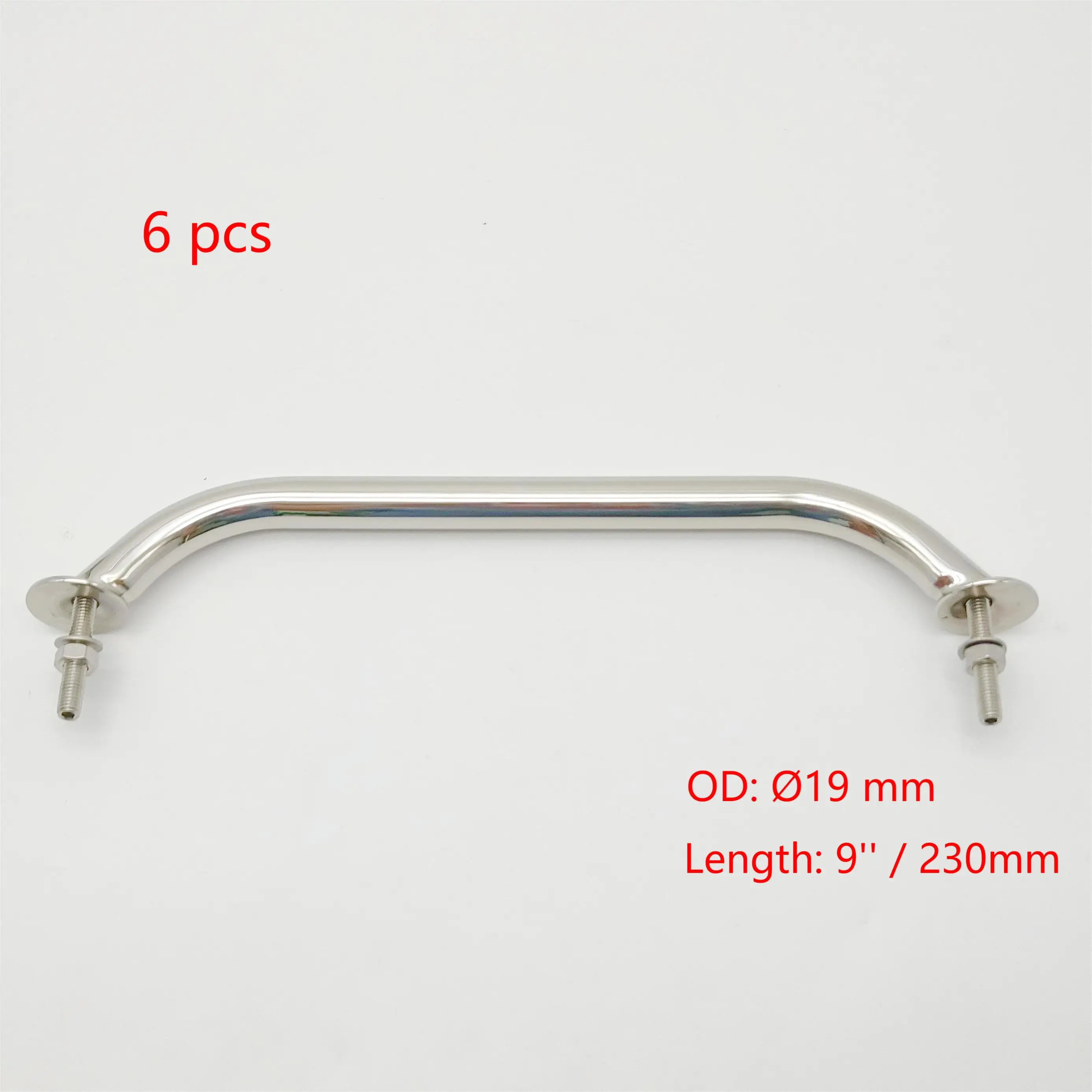 6 PCS 230mm (9 inch) Grab Rail Handle 316 Stainless Steel Boat Handrail Handle Mirror Polished