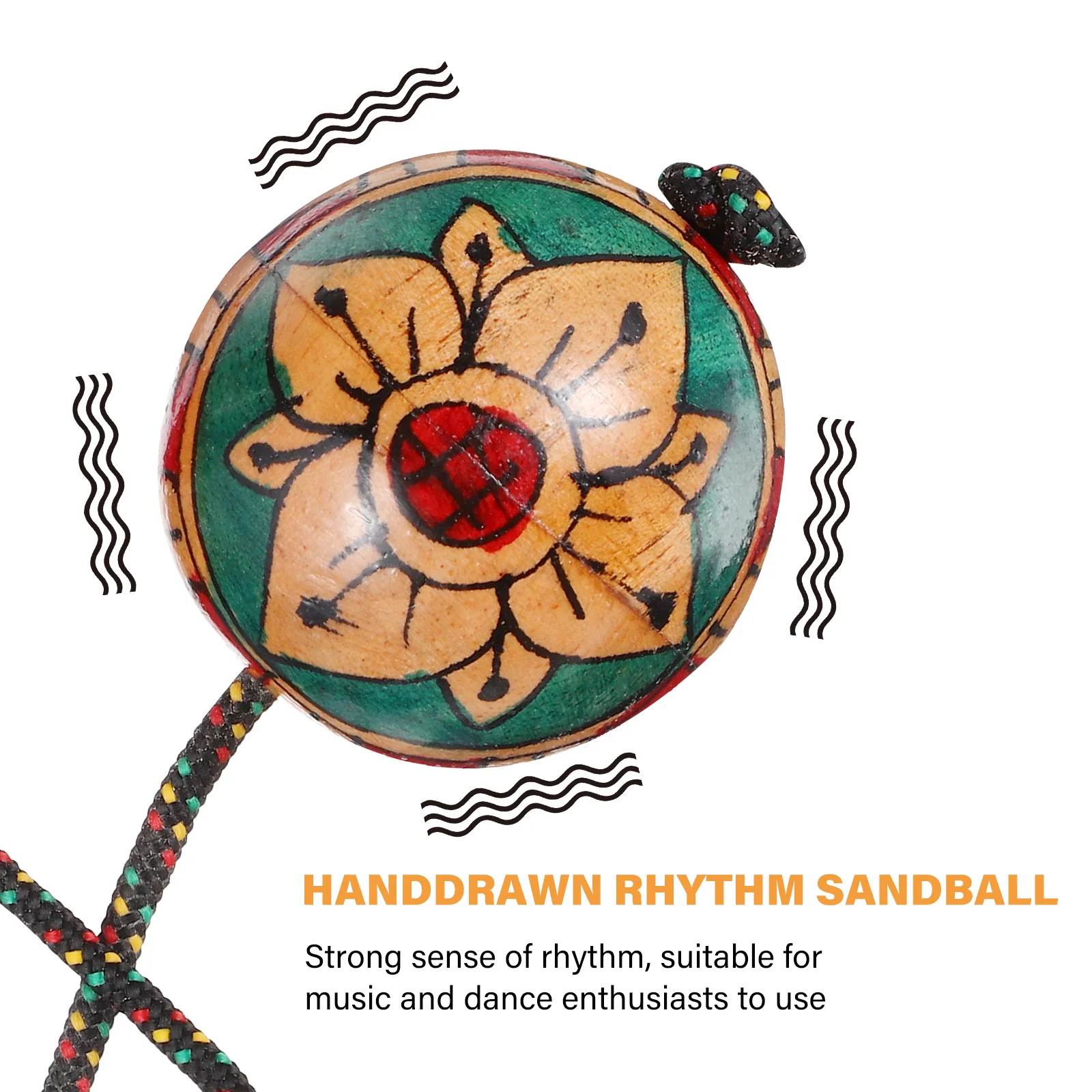 Aslatuas Rhythmic Balls Handpaint Authentic Aslatua Rhythm African Shaker Wooden Kashaka Shaker Hand Percussion Instrument for african shaker instrument