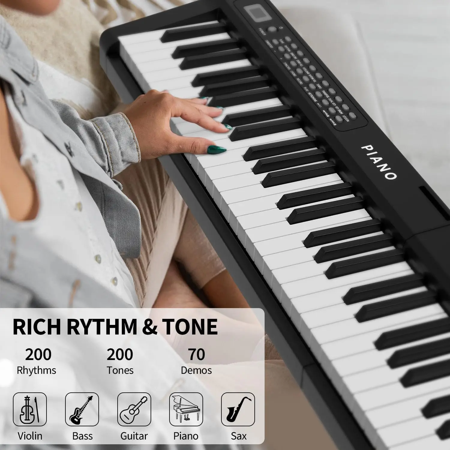Piano 88 Key Full Size Semi Weighted Electronic Keyboard Piano Set with Stand,Built-In Speakers,Electric Keyboard
