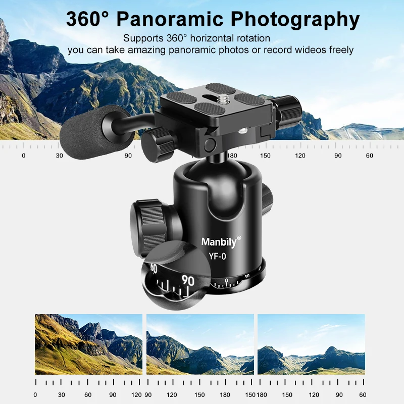 Manbily YF-0 36mm Fluid Hydraulic Tripod Ball Head Panoramic Ballhead Aluminum Handle Mount For Camera DSLR Max. Load 5KG tripod ball head camera fluid head camera panoramic head