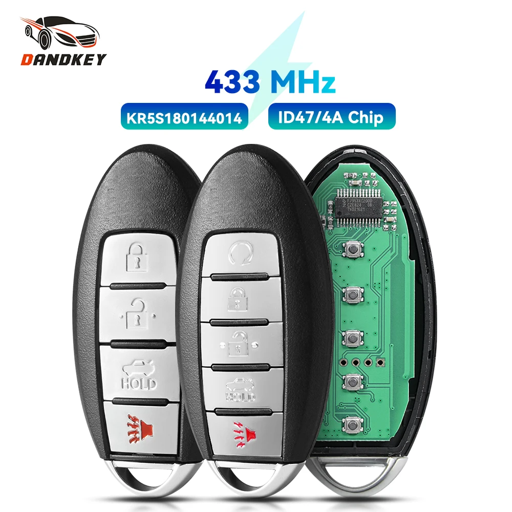 

Dandkey KR5S180144014 433.92MHz With 4A ID47 Chip For Nissan Altima Maxima Murano 2015 2016 2017 Car Remote Key Fob 4 5 Button