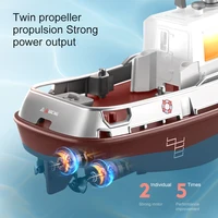 ZWN 1/32 RC Boat With Lights Powerful Dual Motor 2.4G Long Range Wireless Remote Controlled Tugboat Model Toy for Boy Girl Gifts 5