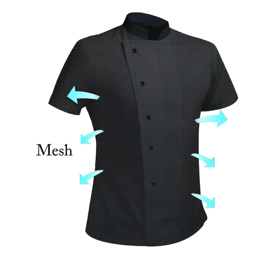 

Breathable Mesh Chef Short Sleeve chef uniform Cook Coat Chef T-shirt Baker Work Uniform Waiter Restaurant Hotel Clothes Logo