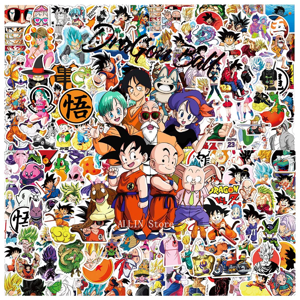 50/100pcs Cool Anime Dragon Ball Stickers for Kids Toys Son Goku Cartoon Decals DIY Skateboard Laptop Motorcycle Sticker Packs