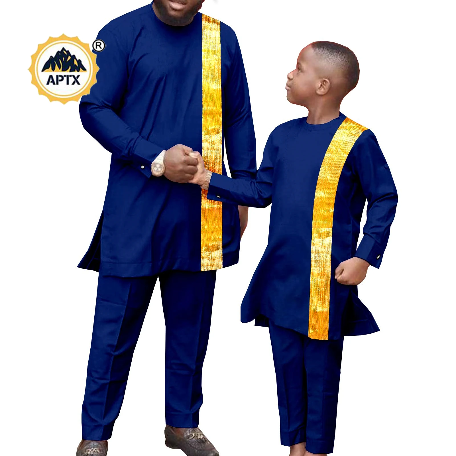 African Family Clothes Bazin Riche Men and Kids Suit Solid Top and Pants Robe Sets Dashiki Men Outfits 2 Pieces Sets Y22F005 christmas sweaters men s tracksuit chandals xmas sets family outfit 3d printed custom kid s clothes sweatpants jogger dropship