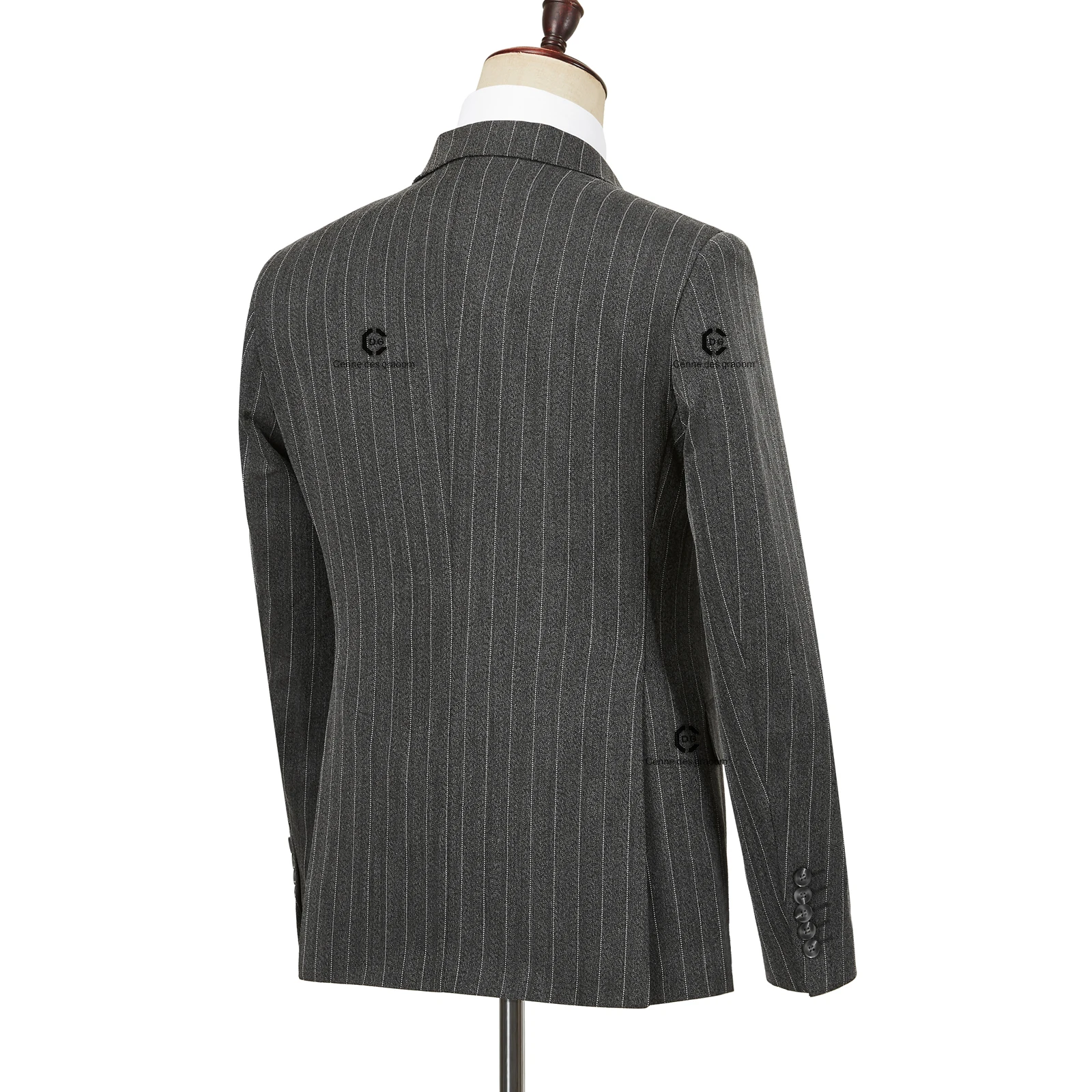 Cenne Des Graoom 2024 New Double-Breasted Stripe Suits for Men Slim Fit 2 Piece Set Blazer Pants Office Smart Casual Wedding 5