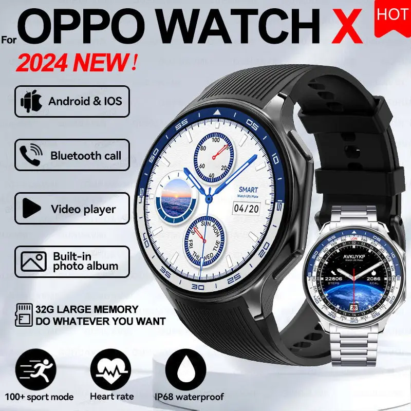 Смарт-часы для OPPO Watch X, 32 ГБ памяти, музыка, видео, Bluetooth, звонки, IP68, водонепроницаемые Смарт-часы AMOLED для наушников TWS, новинка 2024 Смарт-часы для OPPO Watch X, 32 ГБ памяти, музыка, видео, Bluetooth, звонки, IP68, водонепроницаемые Смарт-часы AMOLED для наушников TWS, новинка 2024