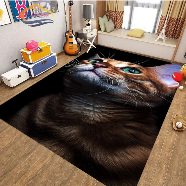 3D Cartoon Cute Cat Area Rug,Carpet Rug for Living Room