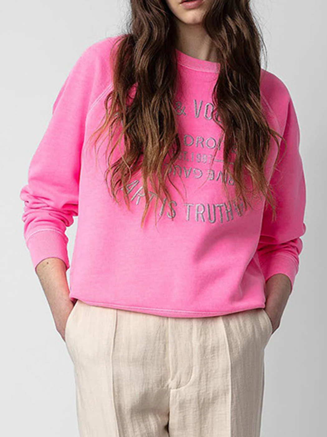 

Letter Embroidered Sweatshirt 2023 Women Autumn Clothing Washed Vintage Designer Pullovers Femme Casual Sweatshirts Luxury Tops