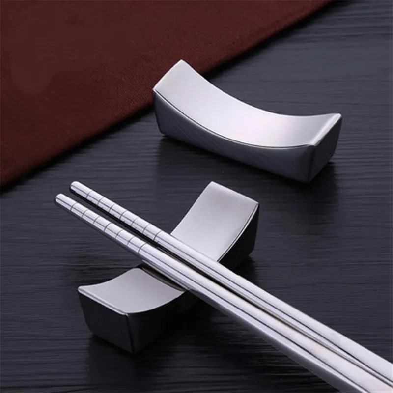 

100pcs/lot Chinese Chopstick Rest Traditional Irregular Square 304 Stainless Steel Chopsticks Holder Rack Frame Kitchen Tools