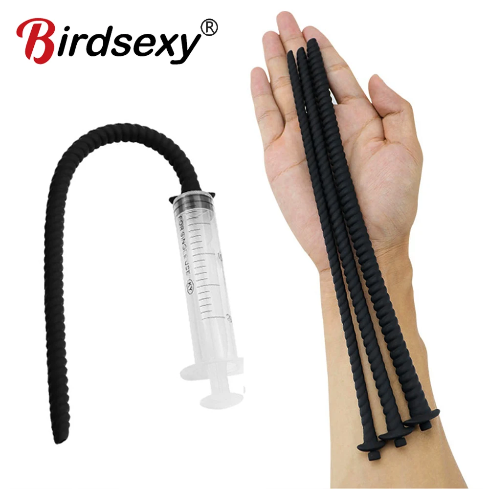 Male Spray Washing Urethral Plug Urethra Dil Sounding Penis Plug Urethra Stimulate Dilator Masturbation Rod Sex Toy