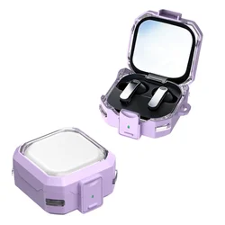 Transparent Lid Safety Lock Bluetooth Headphone Case with Enhanced Protection (Purple)