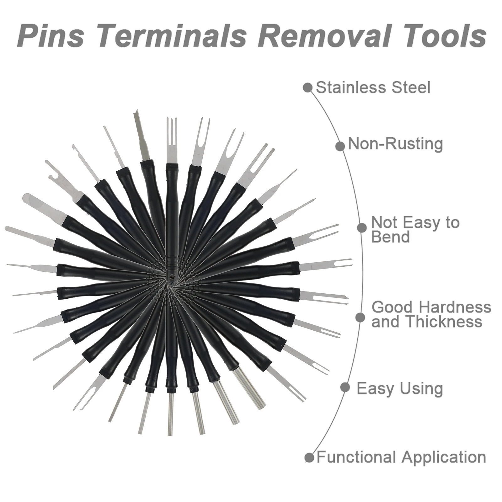 30Pcs Terminal Removal Tool Kit Depinning Tool Electrical Connector Pin Removal Car Optional Wire Terminal Removal Tools 2